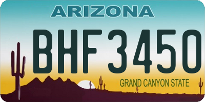AZ license plate BHF3450