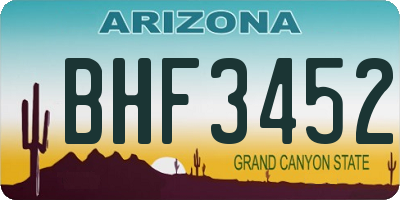AZ license plate BHF3452