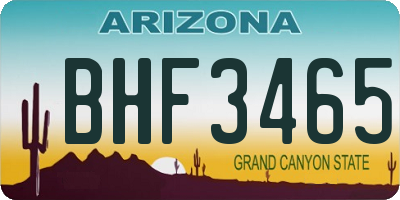 AZ license plate BHF3465