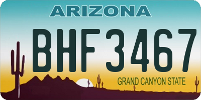 AZ license plate BHF3467