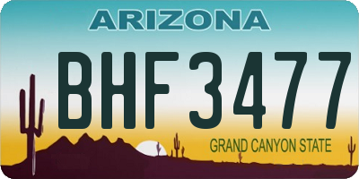 AZ license plate BHF3477