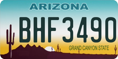 AZ license plate BHF3490