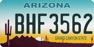 AZ license plate BHF3562