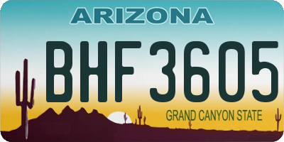 AZ license plate BHF3605