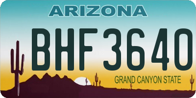AZ license plate BHF3640