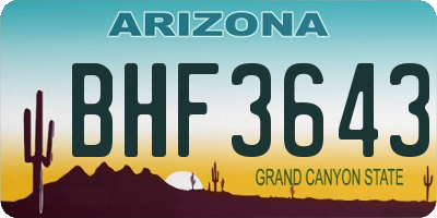 AZ license plate BHF3643