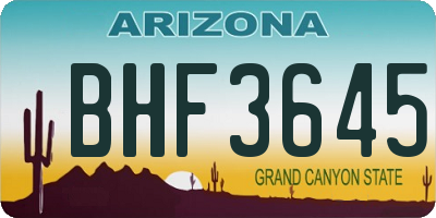 AZ license plate BHF3645