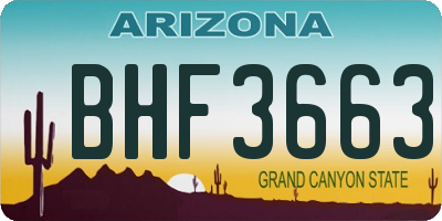 AZ license plate BHF3663