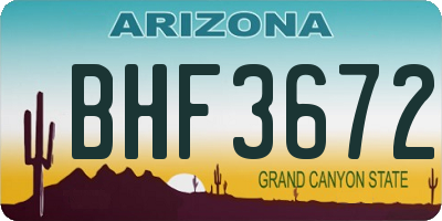AZ license plate BHF3672