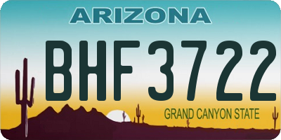 AZ license plate BHF3722