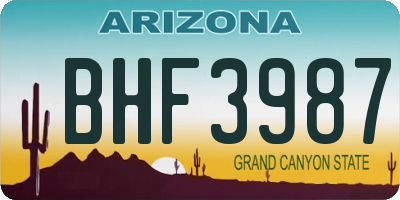 AZ license plate BHF3987