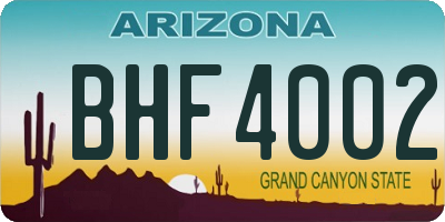 AZ license plate BHF4002