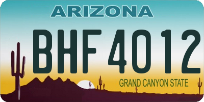 AZ license plate BHF4012