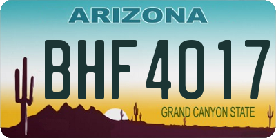 AZ license plate BHF4017