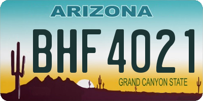 AZ license plate BHF4021