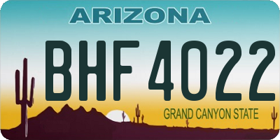 AZ license plate BHF4022