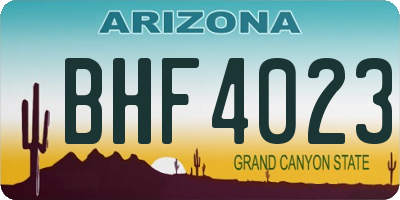 AZ license plate BHF4023
