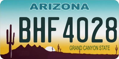 AZ license plate BHF4028