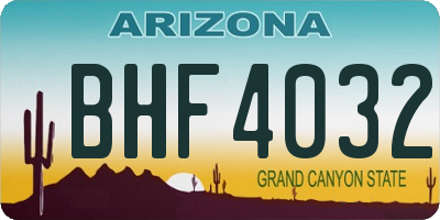 AZ license plate BHF4032