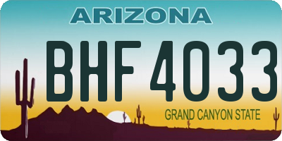 AZ license plate BHF4033