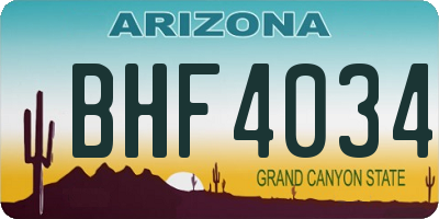 AZ license plate BHF4034