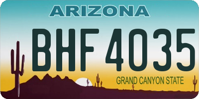 AZ license plate BHF4035