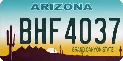 AZ license plate BHF4037