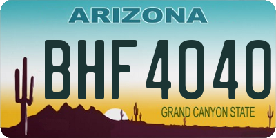 AZ license plate BHF4040