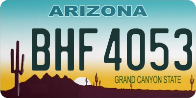 AZ license plate BHF4053