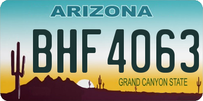 AZ license plate BHF4063