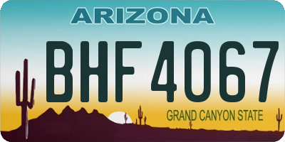 AZ license plate BHF4067
