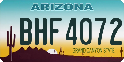 AZ license plate BHF4072