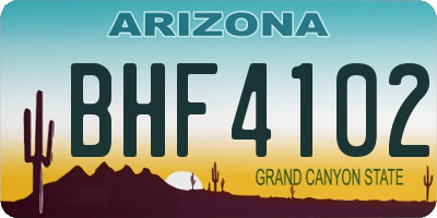 AZ license plate BHF4102