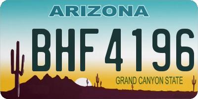 AZ license plate BHF4196
