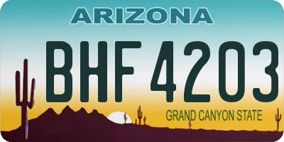 AZ license plate BHF4203