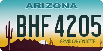AZ license plate BHF4205