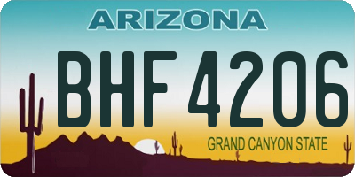 AZ license plate BHF4206