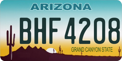 AZ license plate BHF4208