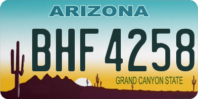 AZ license plate BHF4258