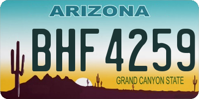 AZ license plate BHF4259