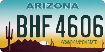 AZ license plate BHF4606
