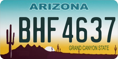 AZ license plate BHF4637