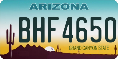 AZ license plate BHF4650