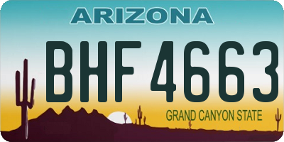 AZ license plate BHF4663