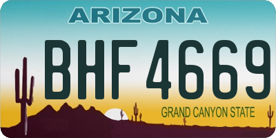 AZ license plate BHF4669