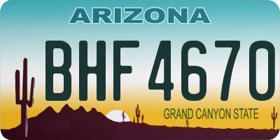 AZ license plate BHF4670