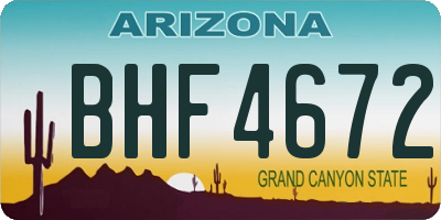 AZ license plate BHF4672