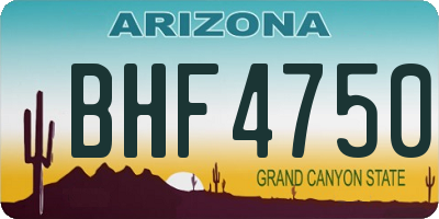AZ license plate BHF4750