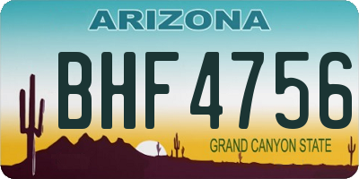 AZ license plate BHF4756