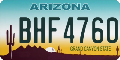 AZ license plate BHF4760
